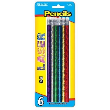 Bazic Metallic Laser Foil Wood Pencil W/ Eraser Pack Of 24